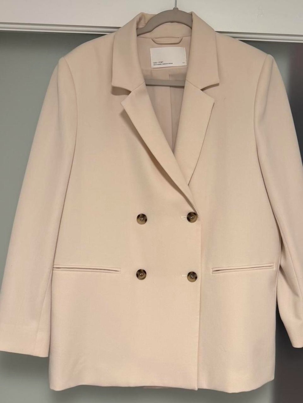 OAK + FORT Double-Breasted Cream Blazer
